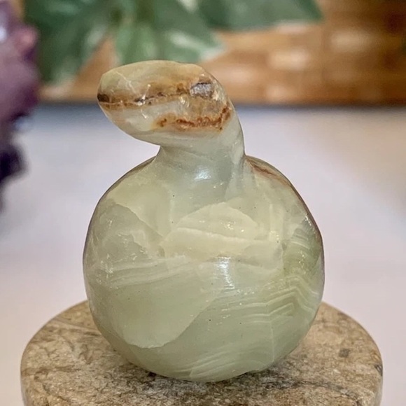 MCM Other - Natural Polished Afghan Jade Fruit Carving Green Onyx Crystal Carved Gourd 1.5"